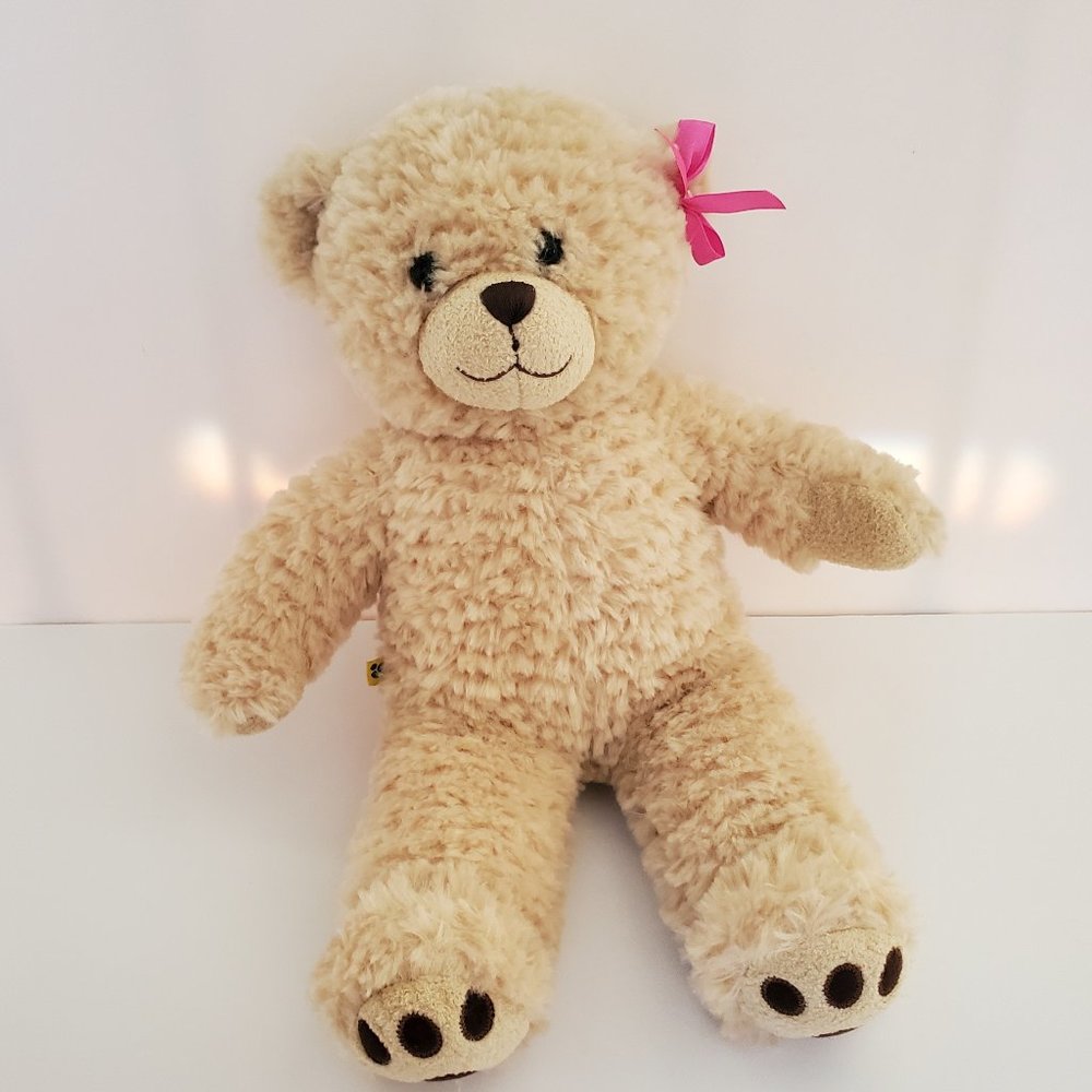 BUILD A BEAR Teddy Bear Pink Bow Label Stuffed Toy Animal Cute Cozy Soft Plush